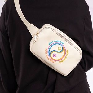 Vegan leather Aint Laurent multi color beige fanny pack